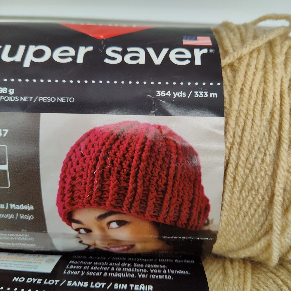 Lot Of 4.75 Red Heart Super Saver Yarn Buff Beige 334 - 8 Oz - Knit Crochet New - Picture 5 of 9